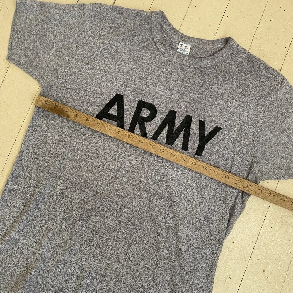 Vintage ARMY Tee Shirt 80s Champion Medium Made in USA Gray - Picture 7 of 7